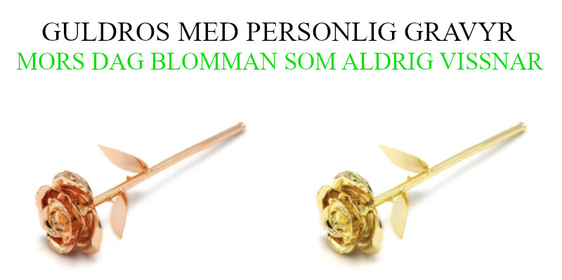 Mors dag blomma i guld - Guldros med gravyr present